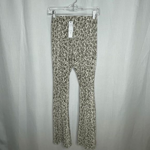 Topshop Flare Taupe‎ Animal Print Plisse Pants